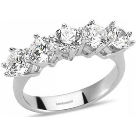 Resim 14 Ayar 5 Taş Altın Yüzük Swarovski Patentli Beyaz Altın 285793242 