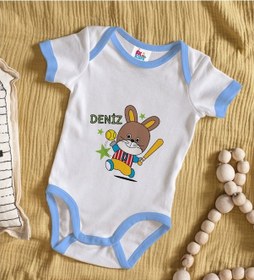 Resim Bitmeyenkartus Bk Kids Kişiye Özel Mavi Bebek Body Zıbın - Model 125 Çok Renkli 