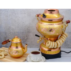 Resim Eriza 5.2 Litre 220V Elektrikli Işlemeli Bakır Semaver 