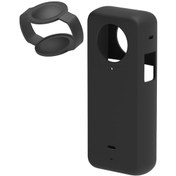 Resim Suofeng Insta360 X3 Kamera İçin Silikon Koruma Kılıfı + Lens Kapağı - Siyah Siyah 