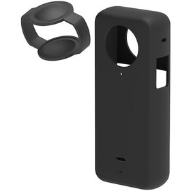 Resim Suofeng Insta360 X3 Kamera İçin Silikon Koruma Kılıfı + Lens Kapağı - Siyah Siyah 