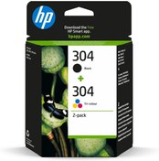 Resim HP 304 N9k06ae Siyah + Renkli Orijinal 2'li Set Kartuş Hp Deskjet 3732 2630 2633 3720 3730 Uyumlu 