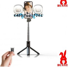Resim RABBİT STORE APPLE İPHONE 14 Plus Uyumlu Işıklı Tripod Bluetooth Selfie Çubuğu Kumadalı Tiktok Youtube Çekimi 