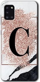 Resim MRCİLETİSİMmrc-23960 Pembe Mermer Desenli C Harfi Kılıf Baskılı Kapak Tam Ekran Koruyucu Samsung Galaxy A31 ile uyumlu 