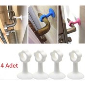 Resim SELFBUYSELL Vantuzlu Geçmeli Kapı Kolu Stoper 4lü Set Beyaz (5324) 