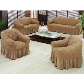 Resim Altın Kelebek Bürümcük Koltuk Örtüsü Std Tk (3+2+1+1)-Bej 