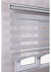 Resim Etekli Gri Bambu Kaliteli Güneşlik Stor Perde 