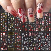 Resim 12 adet 5D Kabartmalı Sevimli Karikatür Noel Tırnak Sanatı Stickerları - Kendinden Yapışkanlı Santa Claus, Kardan Adam ve Geyik Xmas Ağacı Tasarımlı Tırnak Çıkartmaları, Kadınlar için Festival Temalı Tırnak Aksesuar Malzemeleri 