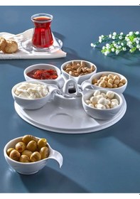 Resim Decorandmore 6'lı Melamin Kahvaltılık, Çerezlik Beyaz 