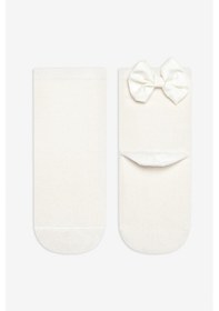 Resim Penti Kız Çocuk White Bow Soket Çorap Beyaz 