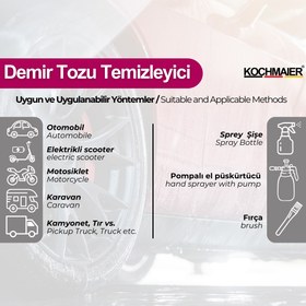 Resim Kochmaier Demir Tozu Temizleyici - pH Nötr ve ASİTSİZ, Jant ve Kaporta Güvenli Moraran Formül - 1 Litre 
