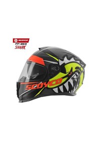 Resim Scoyco FF-869 Shark Güneş Vizörlü Kapalı Kask Kırmızı - Neon Sarı - Siyah 