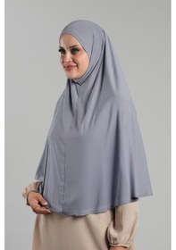 Resim Hürrem Bone Gri Pratik Hazır Geçmeli Tesettür Eşarp Viskon Pratik Namaz Örtüsü 2201 15 Gri 
