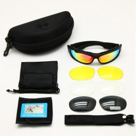 Resim Schulzz Daisy Usa C6 Polarize Değişebilir 4 Lens Military Tactical Gözlük Seti 