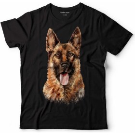 Resim Kendim Seçtim German Shepherd Alman Kurdu Polıce Dog Çocuk Tişört Siyah 