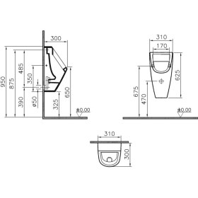 Resim Vitra S20 Pisuvar Üstten Su Girişli Arkadan Çıkışlı 