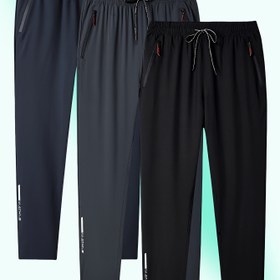 Resim 1 adet Erkek Büyük Boy Spor Joggers - Rahat ve Ayarlanabilir, Dış Mekan Fitness ve Koşu için İdeal, Fermuar Detaylı Rahat Giyim Pantolonu, Büyük Boy Joggers, BÜYÜK BOY 