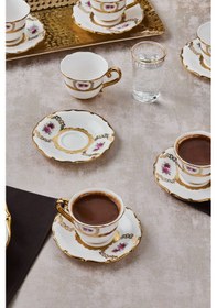Resim Karaca Royal Bone Elizabeth 6 Kişilik Kahve Fincan Takımı 90 Ml 