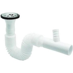 Resim Çatallıkörüklü Lavabo Sifonu Hortumu Gider Borusu Çamaşır Bulaşık Makine Çıkışlı 
