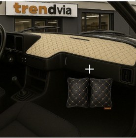 Resim Tofaş Şahin Doğan Kartal Alçak Ön Göğüs Bej-siyah Torpido Kılıfı / Siyah-bej Boyun Yastığı 