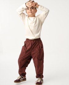 Resim Bordo Kadife Boyfriend Pantolon - 7 Yaş 