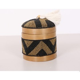 Resim Bali Boncuklu Bambu Saklama Kutusu S 12x14 Cm 