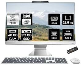 Resim ASUS A3402WVAK i5 1335U 40GB DDR5 512GB SSD Intel Graphics 23.8" FHD FDOS Beyaz All in One & PER4 