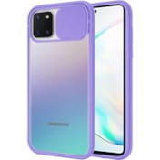 Resim Case World Samsung Galaxy A81 Kapak Lensi Açılır Kapanır Kamera Korumalı Silikon Kılıf Lila 