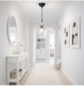 Resim Tt606-1-sy-kr Tt Ayd. Mat Siyah - Krom Basık Camlı Tekli Avize Siyah - Krom - Füme 