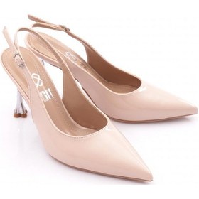 Resim Dgn 6737 Kadın Arkasi Açik Topuklu Abiye Ayakkabi Bej Rugan 