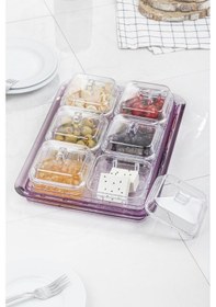 Resim Akrilik Mürdüm 6 Lı Kapaklı Kahvaltılık Kahvaltı Seti & Saklam... Mürdüm 