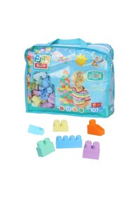 Resim Play Blox 2977 Pastel Renkler Mega Blok Seti 107 Parça Mavi Çantalı 