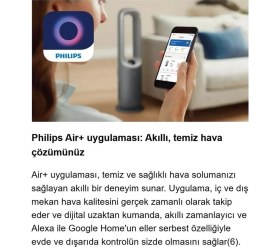 Resim Philips 70 M² Hepa Isıtıcı Fan Akıllı Sensörlü Hava Temizleyici Cihaz Sessiz Alerjen PM10 Filtreli 