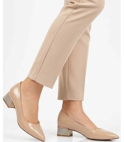 Resim Bej Kırışık Taş İşlemeli Kadın Abiye Ayakkabı 357180 Z Bej Kırışık 