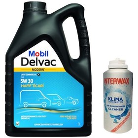 Resim Mobil Delvac Modern Light Commercial F 5W-30 Motor Yağı 5 L + İnterwax Klima Temizleyici 150 ML 