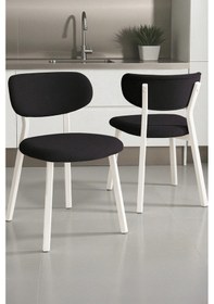 Resim Canisa Axton Serisi Sabit Mdf 90x168 Beyaz Mutfak Masa Takımı 4 Antrasit Sandalye Beyaz Masa Antrasit Sandalye 