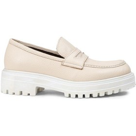 Resim Deery Hakiki Deri Bej Kadın Loafer Ayakkabı - 01903zbeje01 Bej 