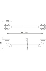 Resim Bocchi Tutunma Barı Parlak Paslanmaz Çelik 60 cm TBPC-102-1060 