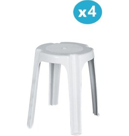 Resim Omnipazar Sy-4640 Plastik Tabure Büyük Boy 4'lü Set Beyaz 