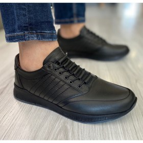 Resim MAKRAS EXCLUSIVE Sneaker Iç Dış Hakiki Deri Siyah Günlük Yürüyüş Ayakkabı 
