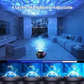 Resim Galaksi LED projektör, zamanlayıcı/uzaktan kumandalı, çocuklar için Bluetooth hoparlörlü 