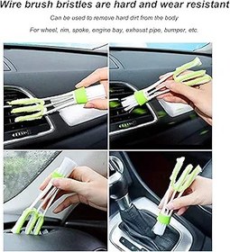 Resim YUMILI Araba Temizleme Fırçası Kiti, Çift Tekerlekli Fırça Fırçaları Otomotiv İç Mekan PVC Malzeme 10 Parça Set 
