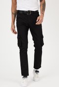 Resim Serseri Jeans Siyah Renk Körüklü Paçası Lastiksiz Kargo Pantolon 
