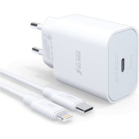 Resim Syrox PD20L 3.0A PD 20 W Type-C To Lightning Şarj Adaptörü Kablo Set 
