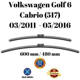 Resim Vw Golf 6 Cabrio 517 2011 2012 2013 2014 2015 2016 Uyumlu Ön Cam Muz Tipi Silecek Süpürgesi Seti 60/48cm Silbak 