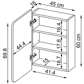 Resim Likya Kulpsuz Tek Kapaklı Aynalı Mdflam 45 Cm Aynalı Banyo Üst Dolabı Kumtaşı 