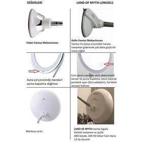 Resim Land Of Myth Şerit Led Işıklı 10x Banyo Makyaj Tıraş Aynası 