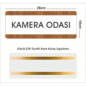 Resim zafrakreklam KAMERA ODASI Ofis Departman Kapı İsimliği, Yönlendirme levhası 26X10Cm BEYAZ-CEVİZ 