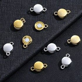 Resim 5 adet IYOE Alaşımlı Düz Yuvarlak Manyetik Klips, 15x9mm, Bileklik ve Kolyeler için Güvenli Kapanış, Charm Bağlantısı 