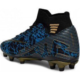 Resim La Liga K565 Genç Çoraplı Çim Saha Kramponu Siyah / Füme Siyah - Beyaz 